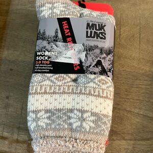 Muk Luks Cozy Cream and Brown Nordic Socks slippers